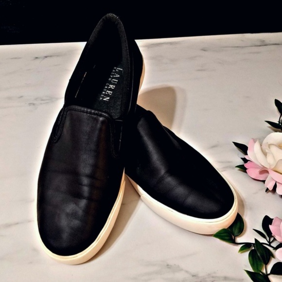 Ralph lauren leather slip on sneakers clearance